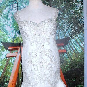 BEADED WEDDING DRESS IVORY, 18 PLUS